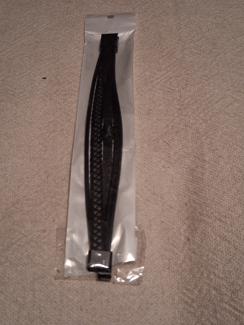 Source Unknown Black Braided Leather Bracelet with Magnetic Clasp
